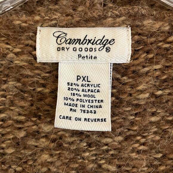 Cambridge Dry Goods Alpaca Blend Hoody PXL Zip Cropped Knit Sweater Wool Petite - Picture 2 of 12